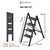 Thang Ghế Khung Sắt Gấp Gọn Chữ A Chắc Chắn NIKITA NKT-47