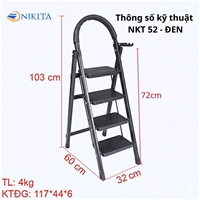Thang Ghế Khung Sắt Gấp Gọn Chữ A Chắc Chắn NIKITA NKT-52