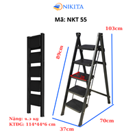 Thang Ghế Khung Sắt Gấp Gọn Chữ A Chắc Chắn NIKITA NKT-55