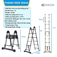 Thang Rút Đôi Inox Chữ A, Chữ I Chính Hãng NIKITA IDA42