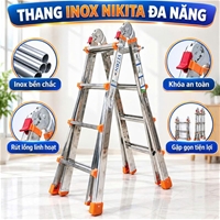 Thang Inox Rút Lồng Gấp Trượt 5 Bậc NKT-AD05