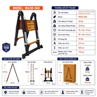 Thang Rút Đôi Thép Carbon Chống Gỉ, Chịu Lực Tốt NIKITA IRA30-560