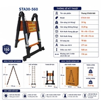 Thang Rút Đôi Thép Carbon Chống Gỉ, Chịu Lực Tốt NIKITA STA30-560