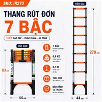 Thang Rút Đơn Thép - Cao 2m7, 7 Bậc - NIKITA IR270 Dành Cho Gia Đình