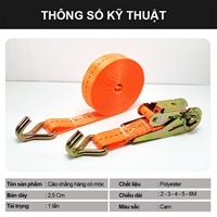 Dây cảo chằng hàng tăng đơ có móc bản 2,5Cm