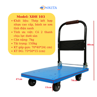 Xe Đẩy Hàng Gấp Gọn Khung Thép, Có Thanh Chịu Lực NIKITA XDH-103