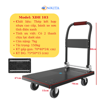 Xe Đẩy Hàng Gấp Gọn Khung Thép, Có Thanh Chịu Lực NIKITA XDH-103