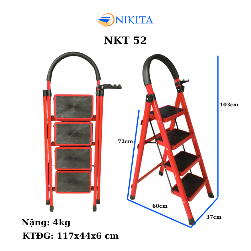 Thang Ghế Khung Sắt Gấp Gọn Chữ A Chắc Chắn NIKITA NKT-52