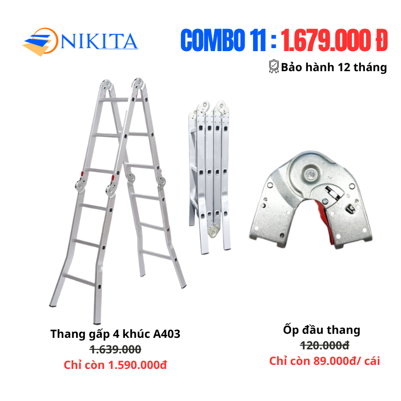 Combo Thang Gấp 4 Khúc A403 Và Ốp Đầu Thang
