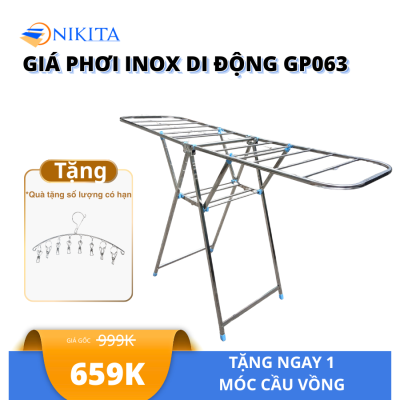 Giàn Phơi Đồ Thông Minh Gấp Gọn Chính Hãng NIKITA GP063